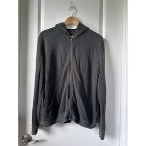 ATM Hoodie Mens Large Black Full Zip Lightweight Hooded Sweatshirt Casual Layer